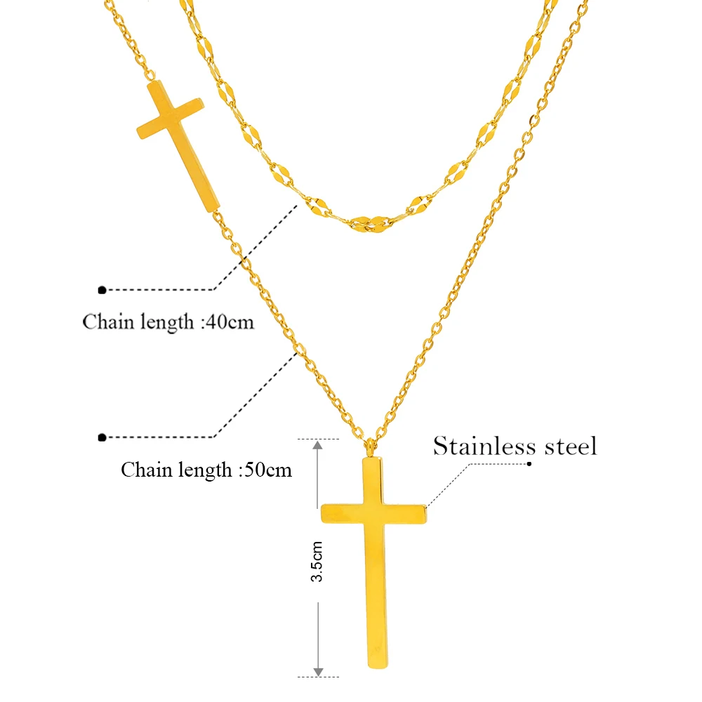 DOTIFI Stainless Steel Necklaces Cross Pendant Choker Double Stacked Wear Light Luxury Fine Necklace For Women Jewelry