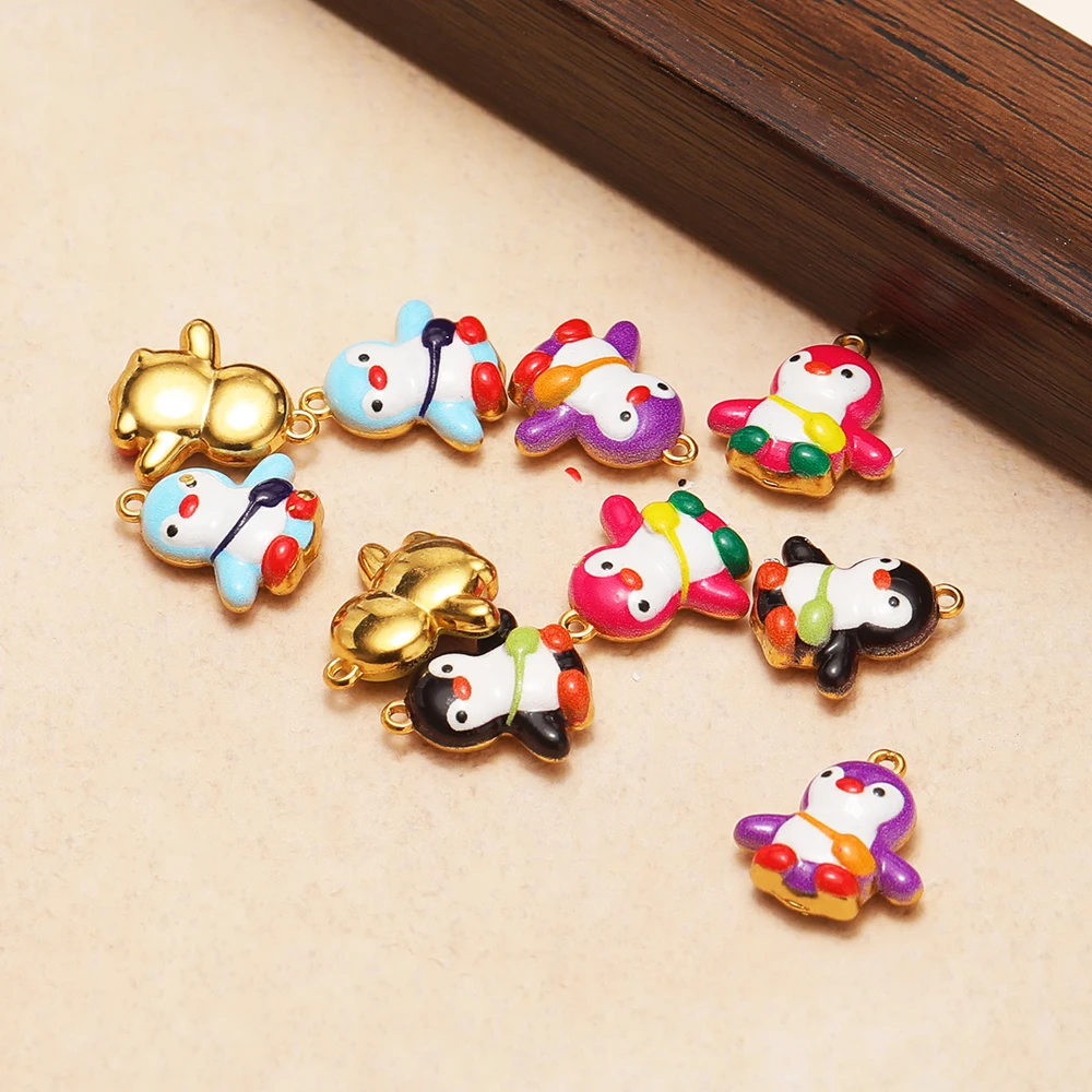 4 Stück Edelstahl-Anhänger in Form von kleinen niedlichen Pinguinen für DIY-Schmuckherstellung, Kinder-Halsketten, Armbänder und Ohrringe. – Detail 4