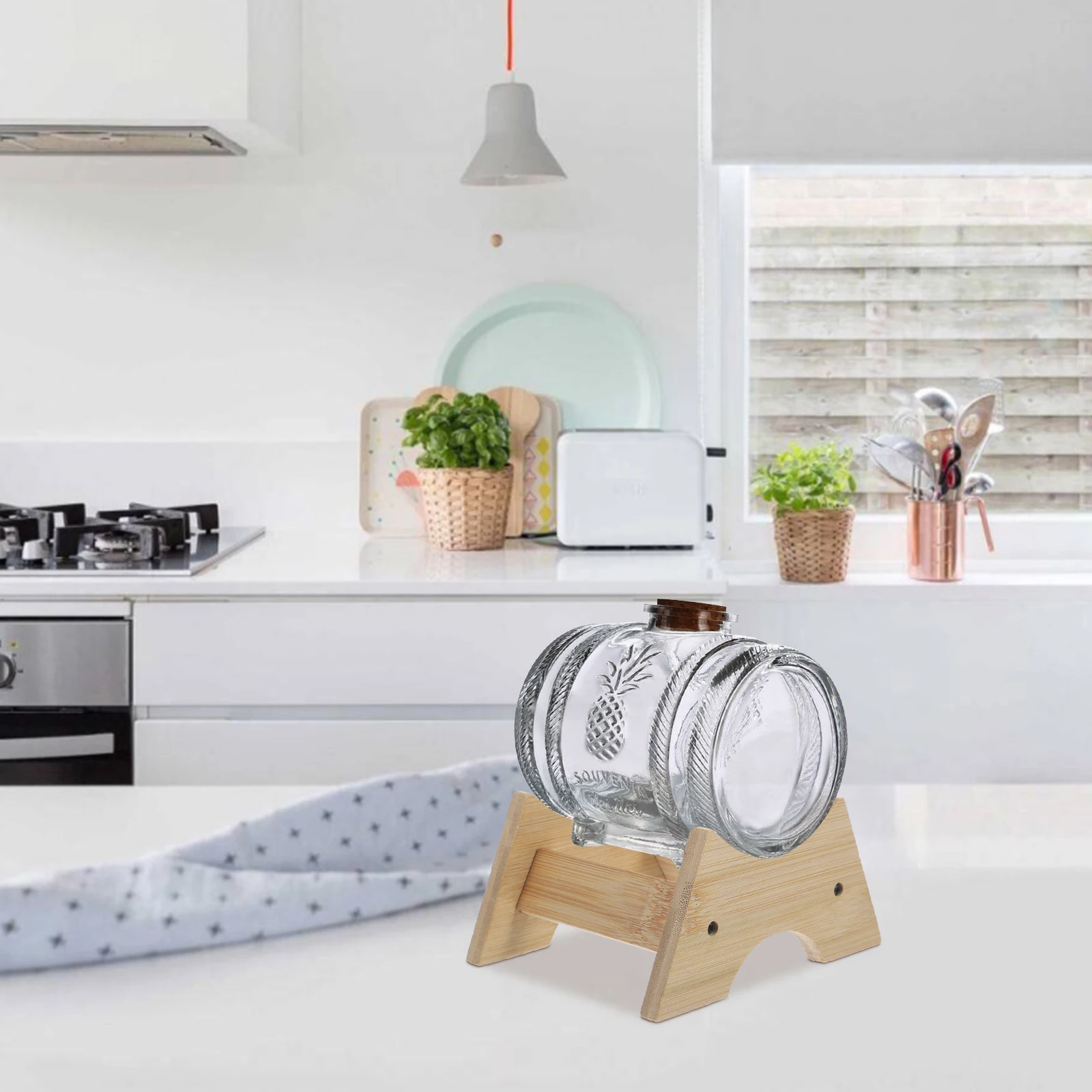 حامل موزع المشروبات الخشبية حامل خشبي لإبريق الماء موزع الشاي رف غلاية باردة ديكور حفلات الزفاف #6