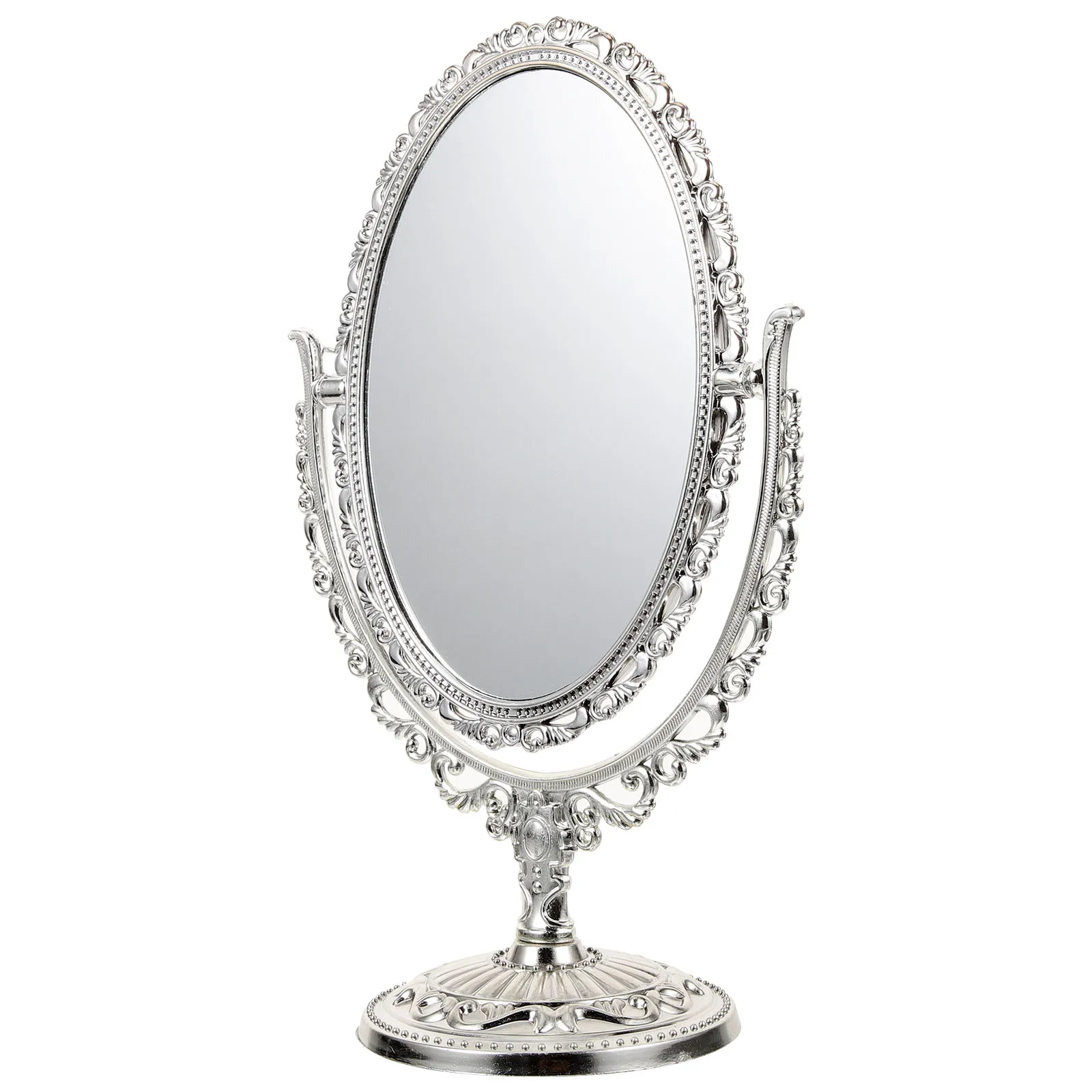 Miroir de maquillage de bureau Double face, 1 pièce, rotation à 360 °, rétro européen, décoration de salle de bains et de chambre à coucher
