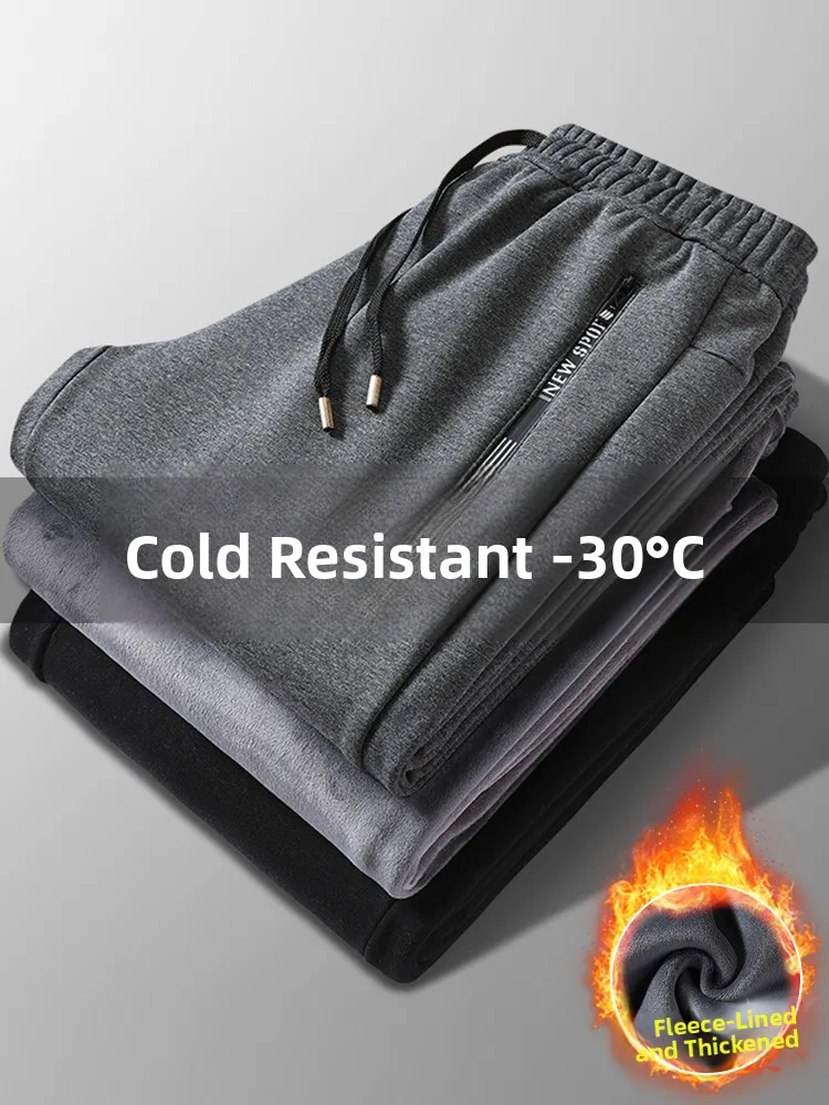 

Men's Work Pants Fce Lined Waist Workwear Thiened Sports Trousers for Autumn Winter Office Wear Durable Loose Fit Youth ...