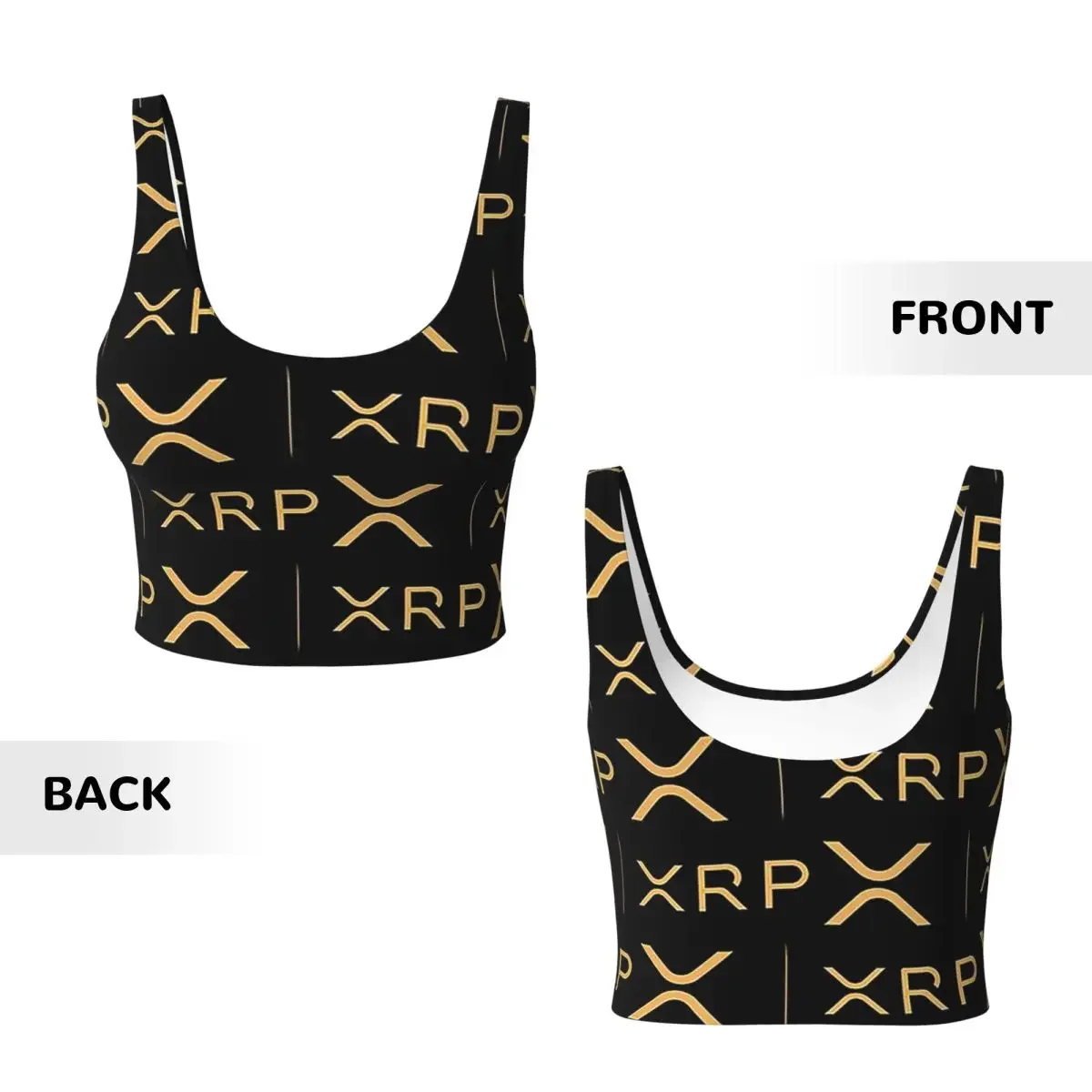 Custom XRP Cryptocurrency XRP Women Sports Vest Bras Gym Workout High Impact Yoga Crop Tank Tops