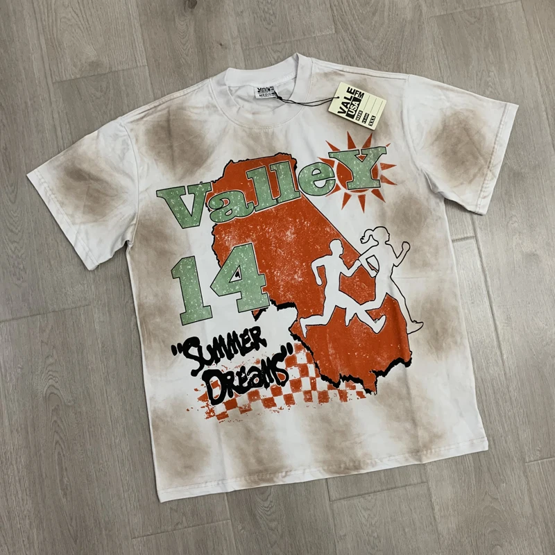 

Успокойная футболка Vale Forever Valley Sport RUNNING CLUB для мужчин и женщин, белая свободная футболка с короткими рукавами High Street, топы