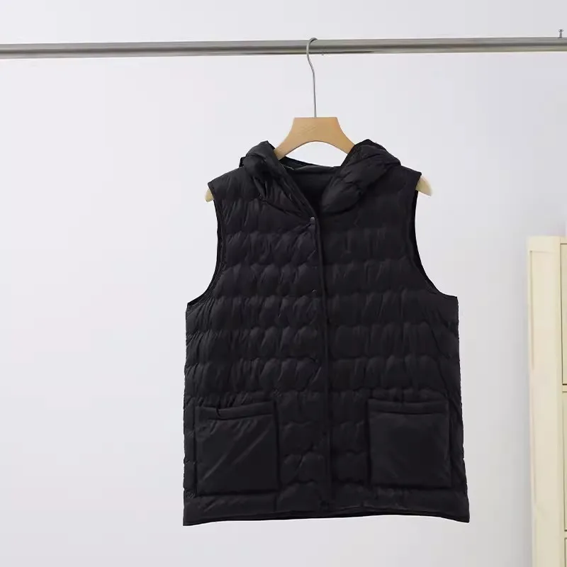 Winter warme Kapuze Daunen weste Jacke Frauen ultraleichte weiße Ente Daunen weste Mantel weibliche ärmellose kurze Tank Parkas