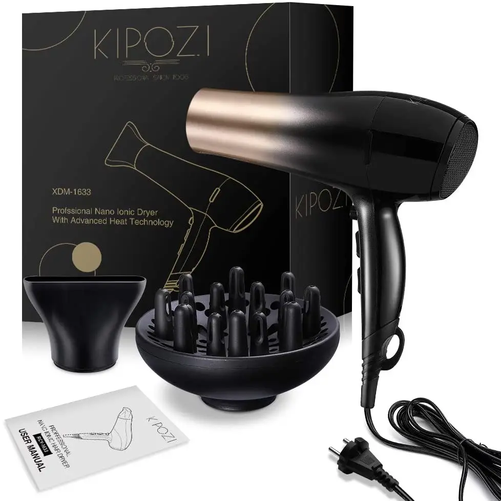 KIPOZI Professional Hair Dryer 2200W High Power Negative Ionic Blow Dryer Fast Dry Salon Grade Powerful Hairdryer Hair Care