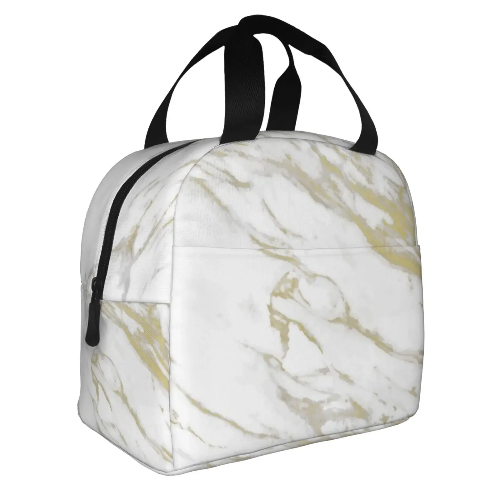 Texture Marble Print Insulated Lunch Bag For Women Men Portable Thermal Cooler Insulated Lunch Box Picnic Travel Food Tote Bags