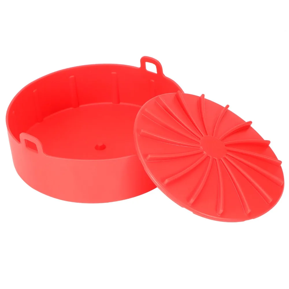 Food Grade Silicone Air Fryer Silicone Pot Nonstick Heat Resistant Air Fryer Basket Liner Split Pot with Lid Reusable