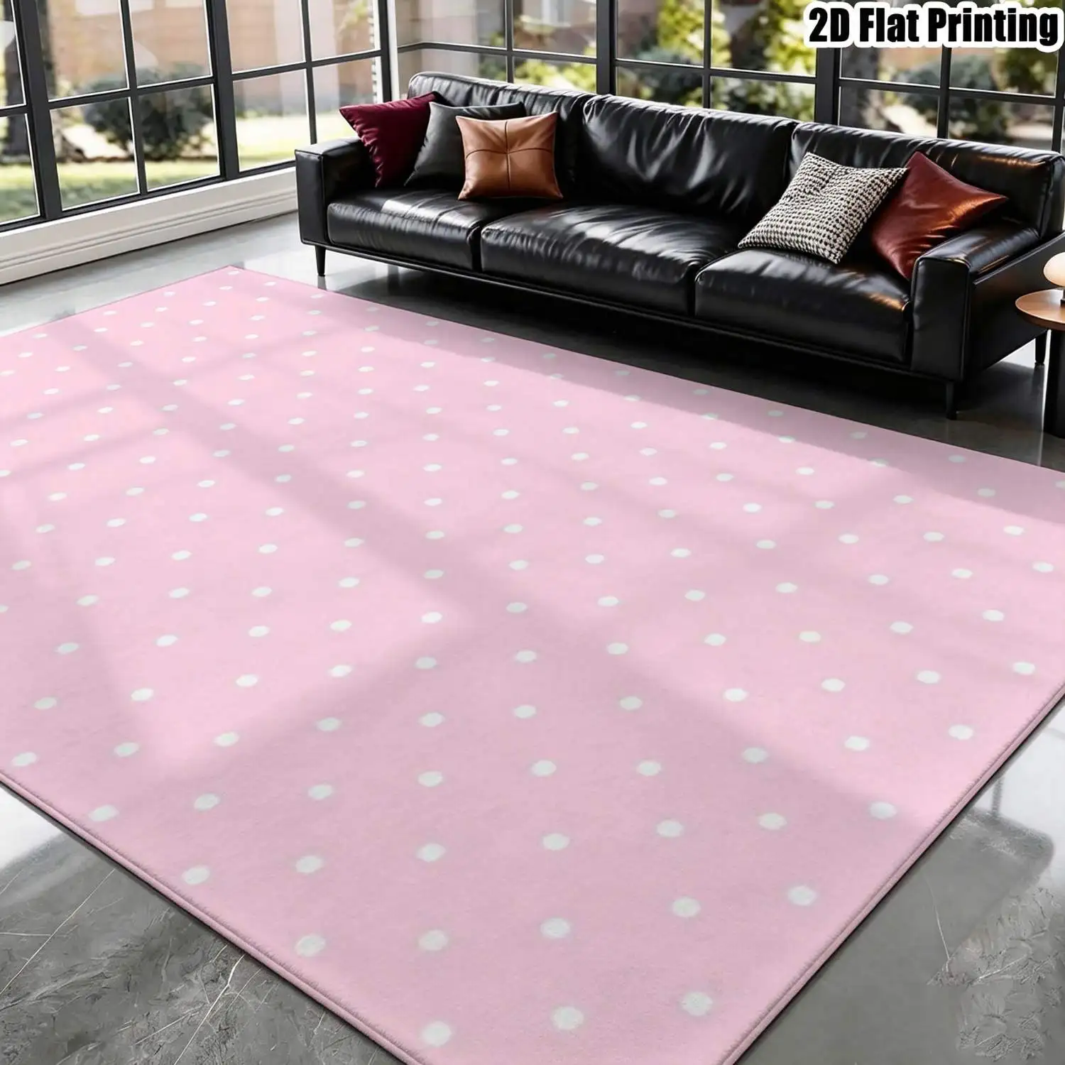 1Pc 2D Printed Pink Polka Dot Nordic-Style Carpet, Instagram-Inspired Modern Minimalist Floor Mat, Machine Washable, Multi-Size, Suitable for Home Decor: Entryway, Dining Room, Foyer, Bedroom, Living Room