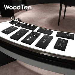 WoodTen Light Luxury Jewelry Display Rack Black Microfiber Necklace Pendant Ring Earrings Jewelry Display Counter Display Props