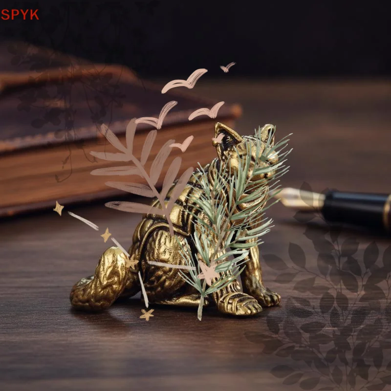 Mini One-Eyed Cat Figurines Brass: Funny Sculpture Collectible Home Bedroom Living Room Table Shelf Office