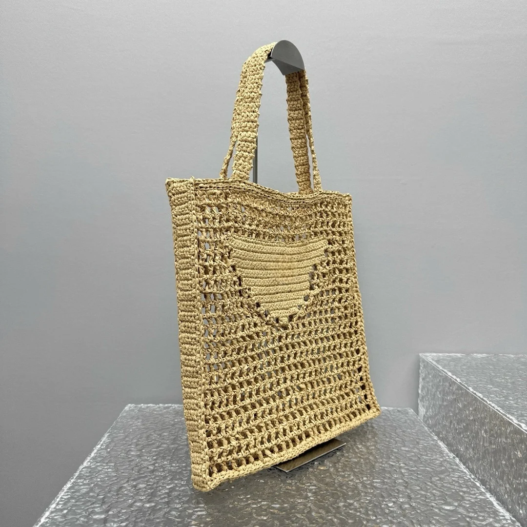 Summer Raffia Hand Woven Beach Bag Handbag Tote Bag Large Capacity Luxurious Design Casual Portable Single Shoulder Bag