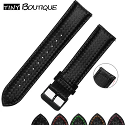 20mm 22mm Carbon Luxury Leather Watch Strap for Samsung Galaxy Watch 3 4 5 Pro 45mm 46mm Gear S3 Classic Band for Huawei Amazfit