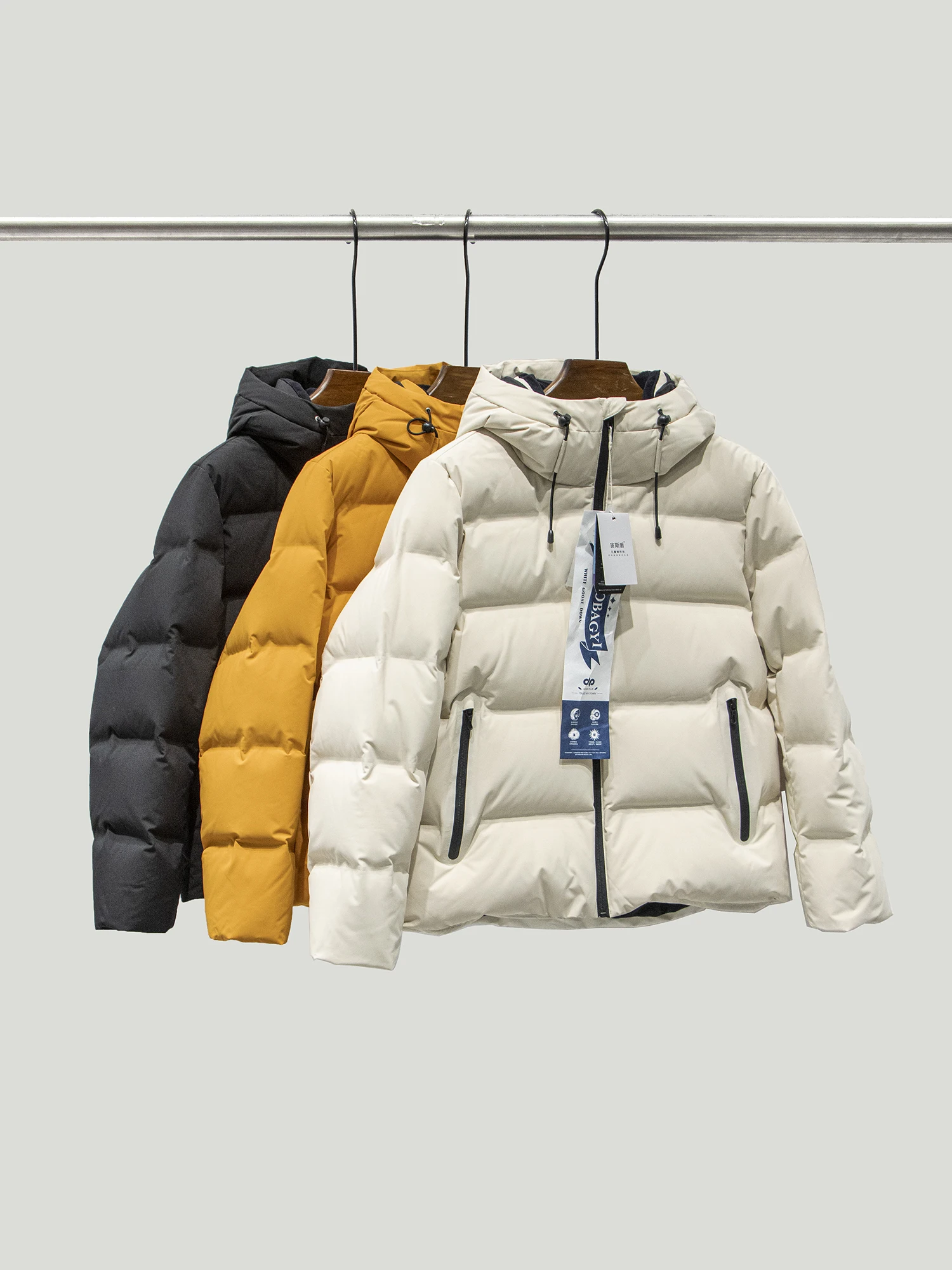 

High Quality 95% White Goose down Puffer Jacket Loose Fit Three-Proof Fabric Fashionable Urban Style Thickened Long Sleeve Coat