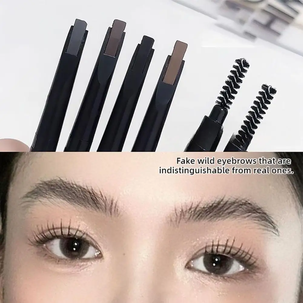 Double-ended ดินสอเขียนคิ้วกันน้ํา Long Lasting Super Slim Head Microblading Eyebrow Tattoo ปากกาพร้อมแปรงแต่งหน้าเครื่องมือ