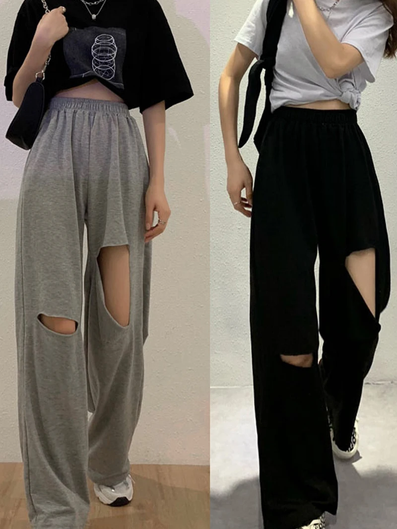 Wide Leg Floor Length Loose Dancing Jazz Pants Women's Style High Waist Cotton Blend Commute Fashion Asymmetric Pockets