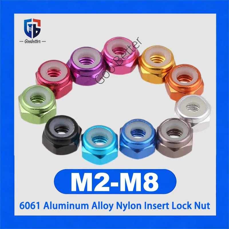 10/50/100Pcs Self-locking Anti-loose Fastener Screw Hex Nylon Insert Lock Nut M2 M2.5 M3 M4 M5 M6 M8