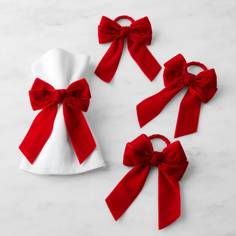 

10pcs Bow Napkin Rings Wedding Napkin Holder Chic Velvet Napkin Buckles for Wedding Christmas Dinner Party Table Decoration 2026