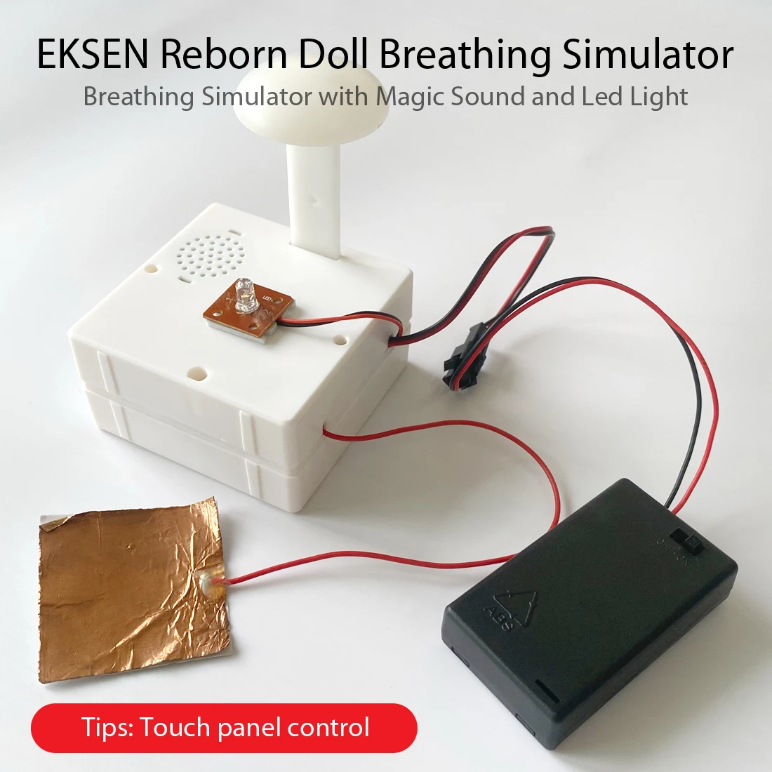 Breathing Simulator with Magic Sound and LED Light for Reborn Baby Doll, Touch Panel Control Pulsing Device Reborn Doll Artists