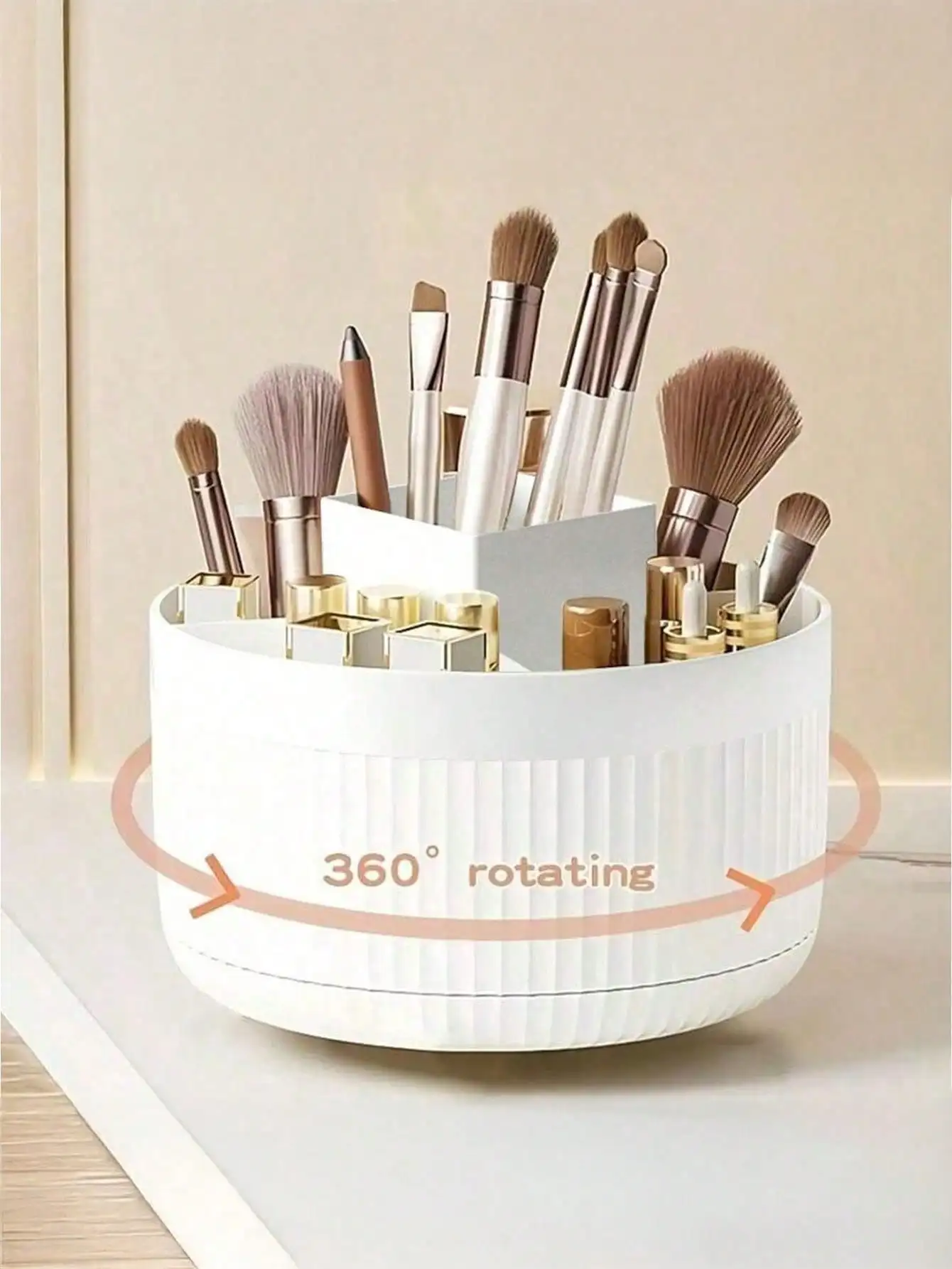 

1pc 360° Rotating Makeup Brush Holder, Bathroom Storage, Desktop Organizer Set, Convenient Storage For Makeup Brushes, Lipsticks, Suitable For Art Office, Home Storage, Can Be Used As Room Decor, Home Decor, Bathroom Accessories