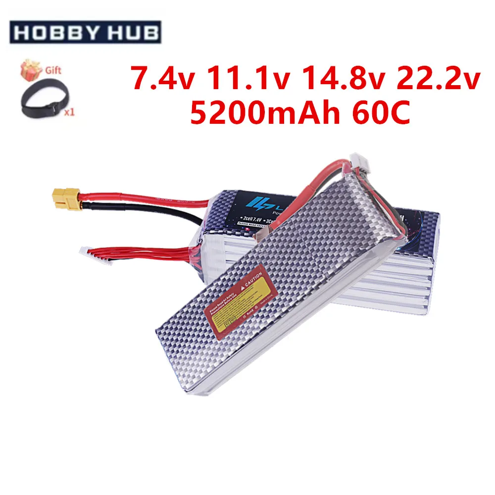 2s 3s 4s 6S LIPO Battery For RC Airplane Quadrotor 7.4v 11.1v 14.8v 22.2V 5200mAh For Aircraft Car Drone Boat Toy