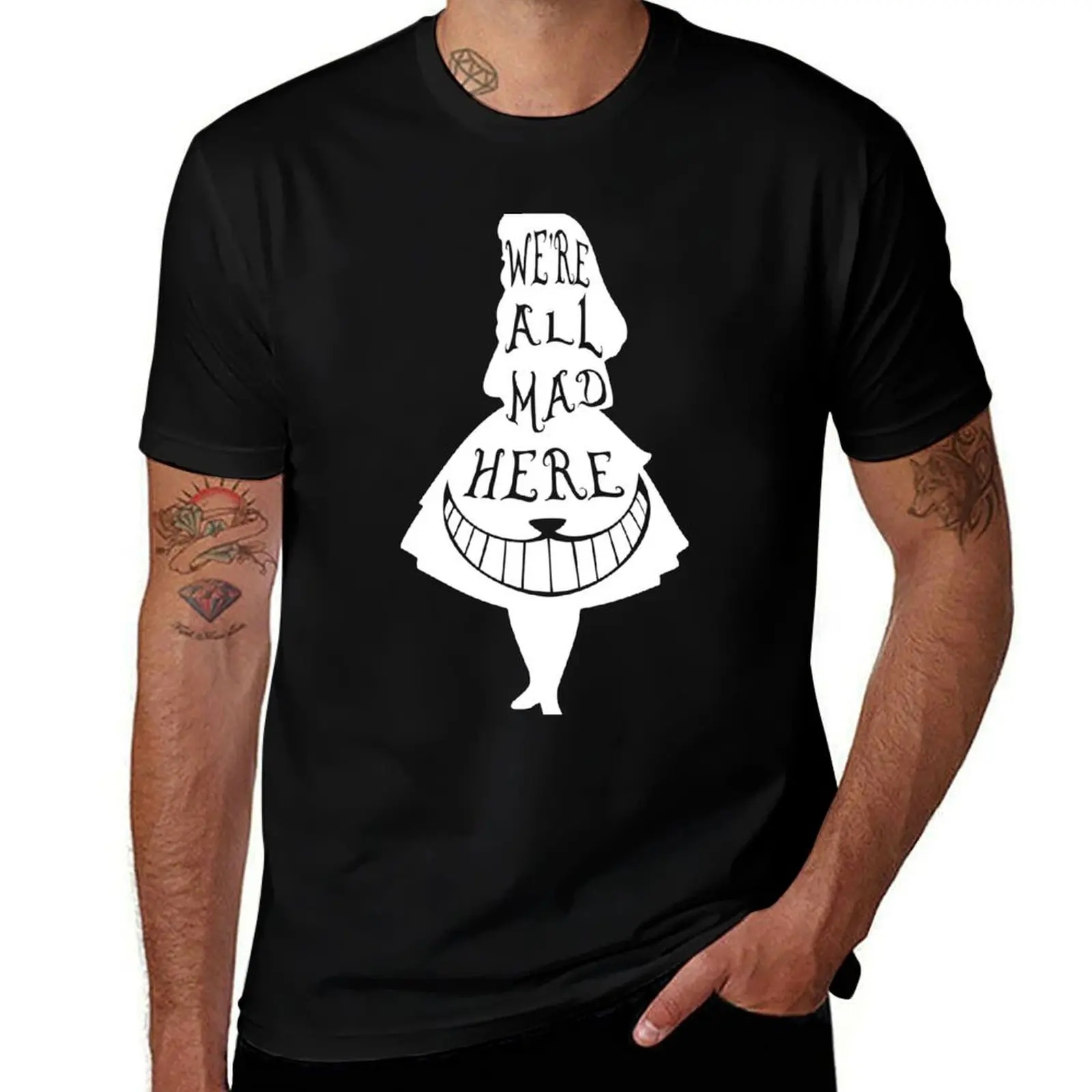We're all mad here (white) T-Shirt Quick Dry Training Short Sleeve Tee T-Shirt