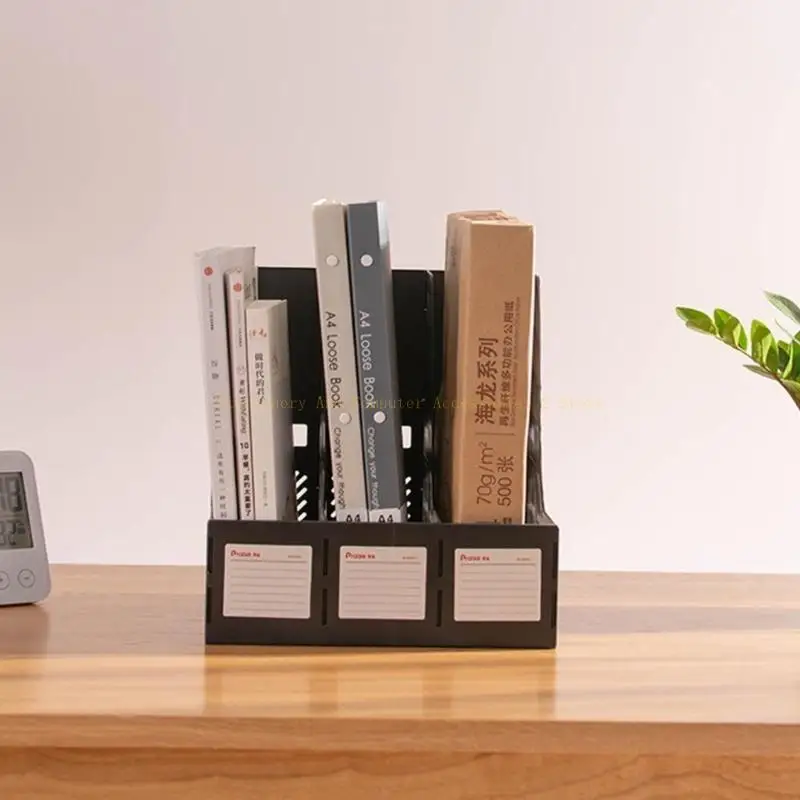 

Tabletop PP File Folder Magazine Holder 4 Sections Easy Assemble