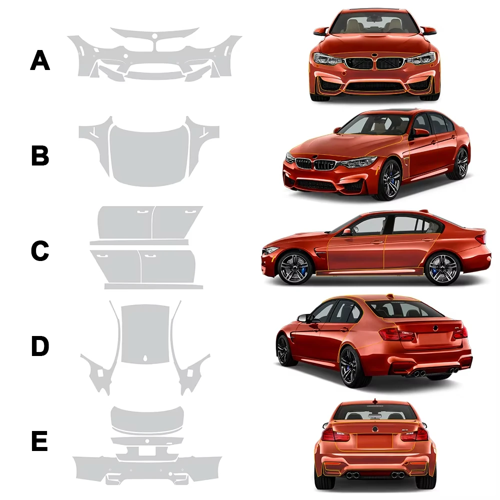 

For BMW M3 Sedan CS F80 2014-2019 TPU Pre-cut Car Paint Protection Film Scratch-resistant Transparent Protective Film PPF Kit