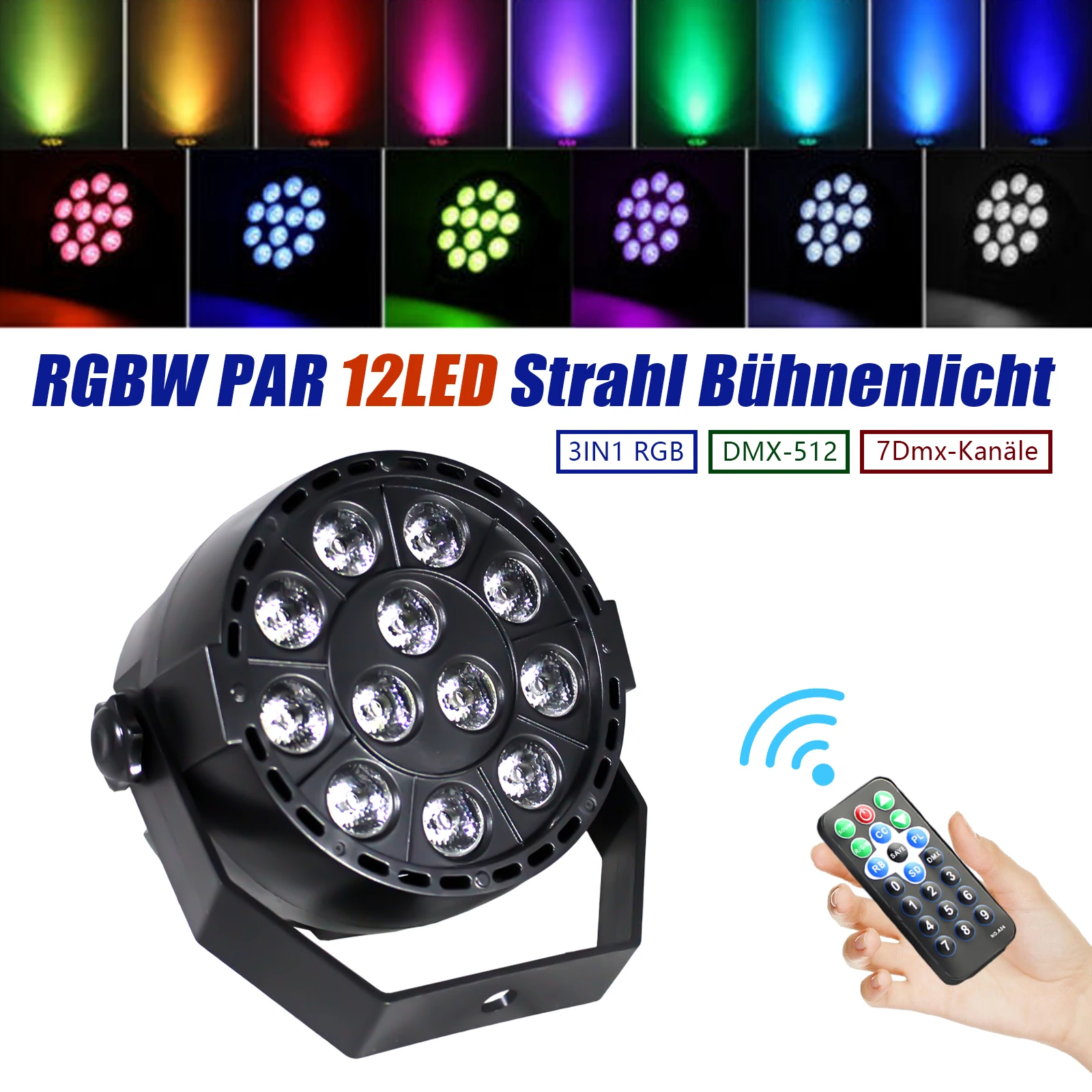 Mini Par Light 12x3W RGB3 LED Stage Light 7 DMX Channels  3 in 1 Truss Light with Remote Control For DJ Party Club Disco Family