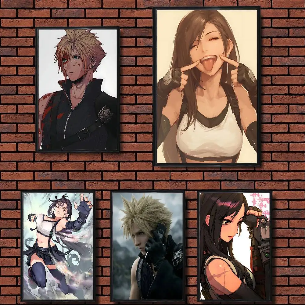 Cloud Strife Tifa Lockhart FF7 Poster Prints Wall Art Picture Painting Gift Living Room Restaurant Bar Large Dec Sticker