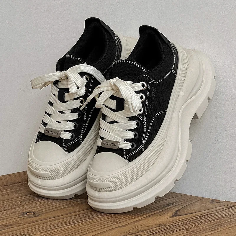 

Couple's plane ticket fashionable smile canvas dad shoes men's sponge cake thick sole beggar white shoes women