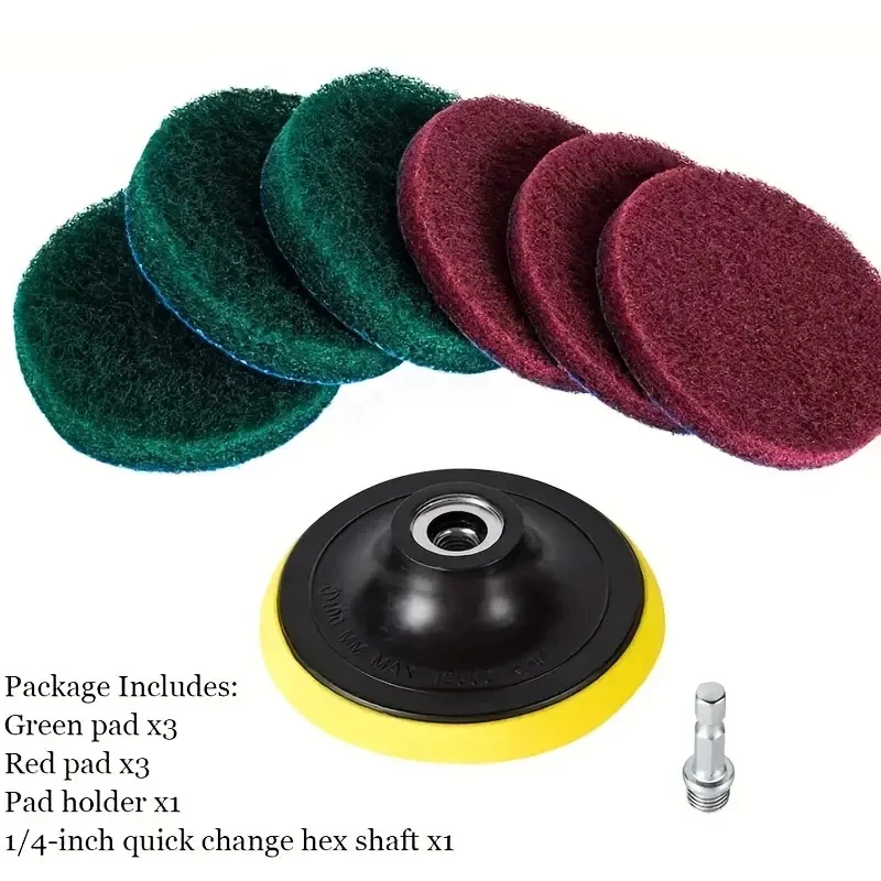 8pcs Drill Power Brush Tile Scrubber Scouring Pads Cleaning Kit For Bathroom Kitchen Cleaning Electric Scrubber Pad