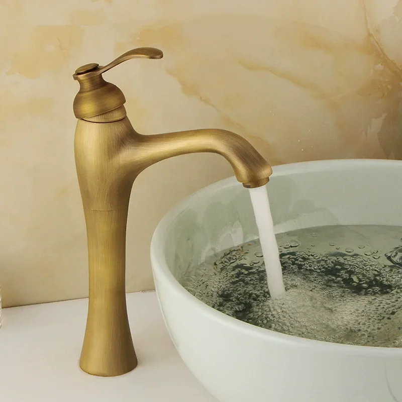 

Antique Bathroom Faucet Basin Faucets Brass Hot & Cold Bathroom Sink Faucet Deck Mounted Lavotory Faucet Mixer Water Tap