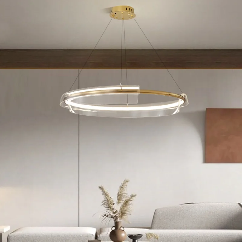 

Minimalist Acrylic Circular Pendant Light Designer Modern Living Room Bedroom Dining Room Hanging Lamp Indoor Lighting Fixtures