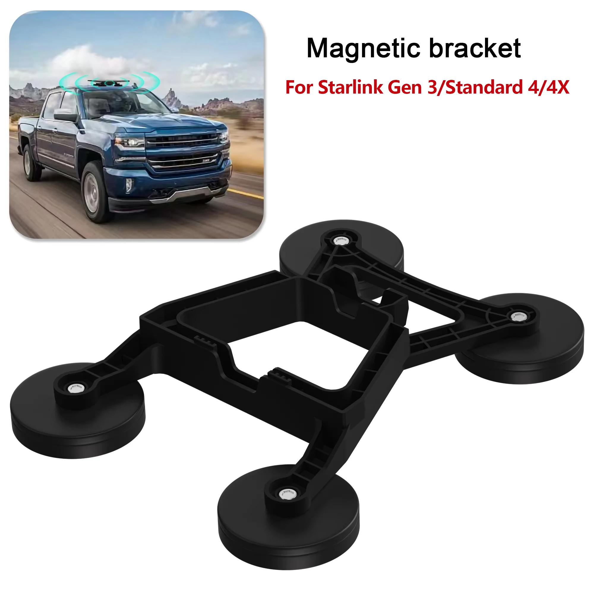 For Starlink Gen 3/Standard 4/4X Magnetic Roof Mounting Bracket, 4 Magnetic Bases, Suction 220 Pounds, Used For RVs, Boats, Truc