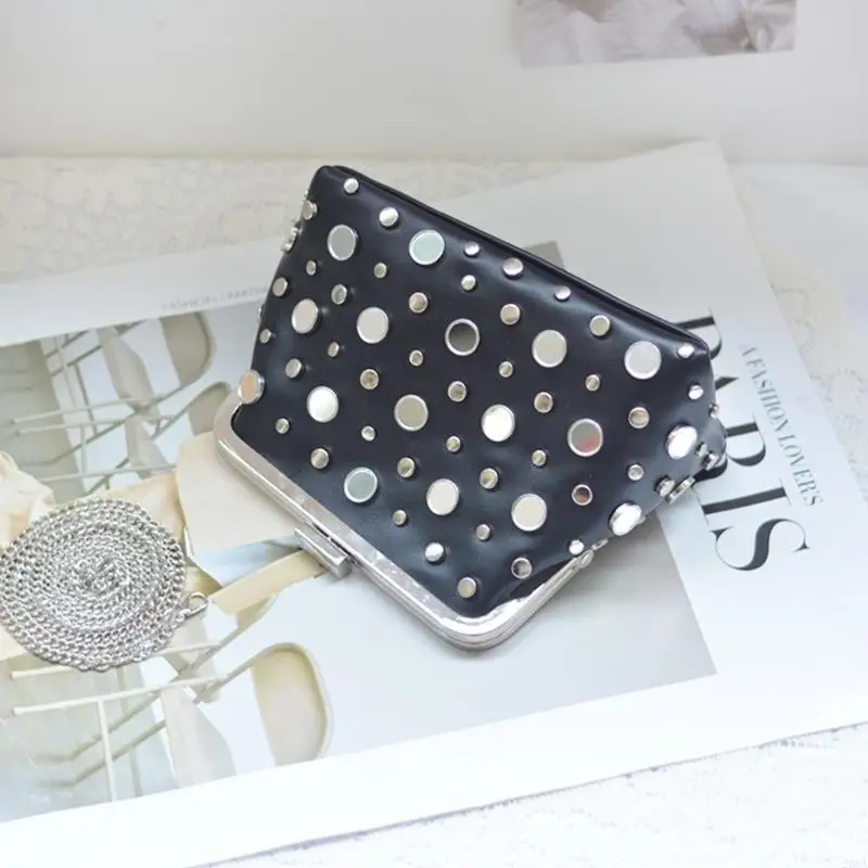 

Studded Shoulder Bag with Detachable Chain Women Evening Handbag Purse 20CA