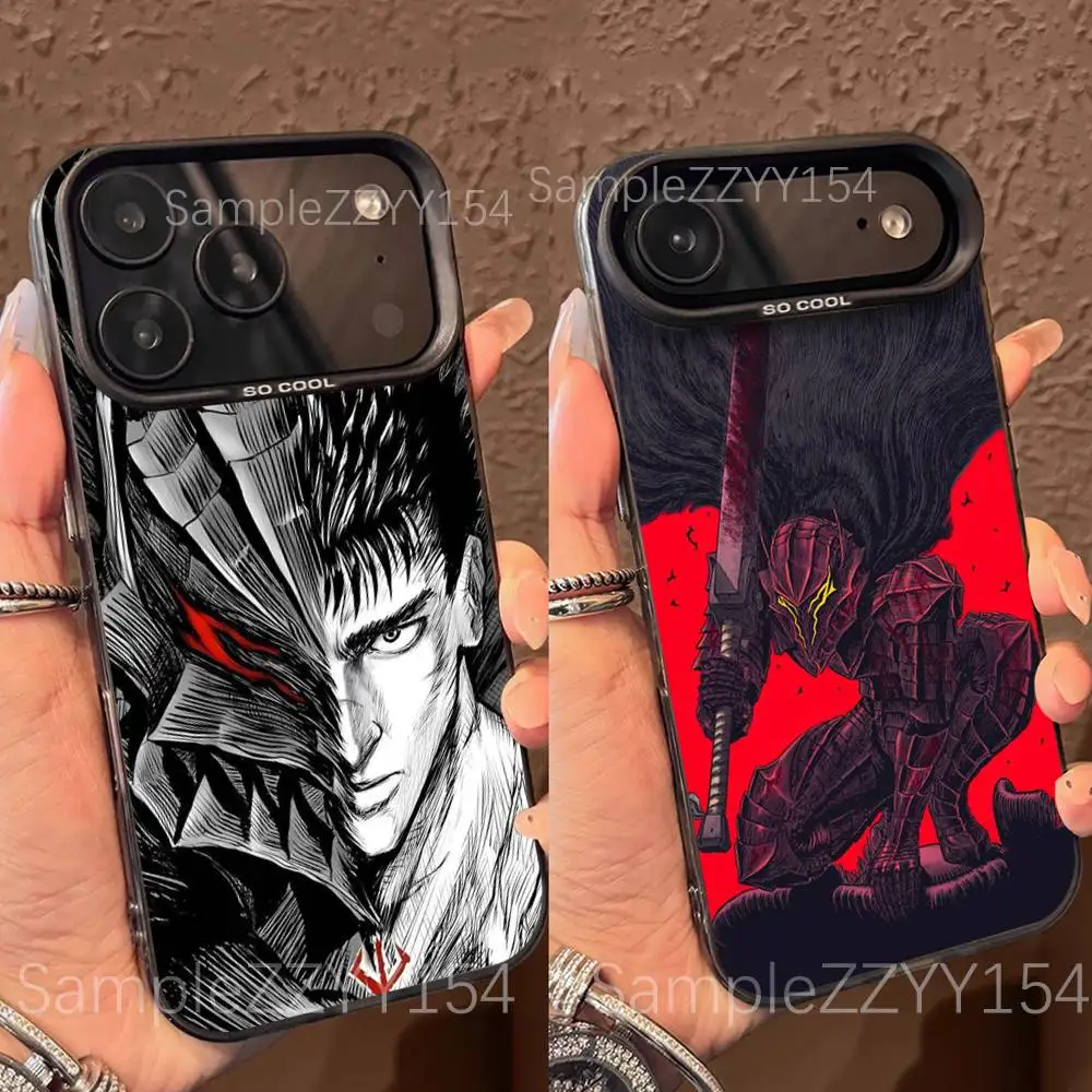

Anime B-Berserk Guts Phone Case For iPhone 17,16,15,14,13,12,X,8,Pro,Max,Plus,E,SE4,Air,Mini Black IMD Matte