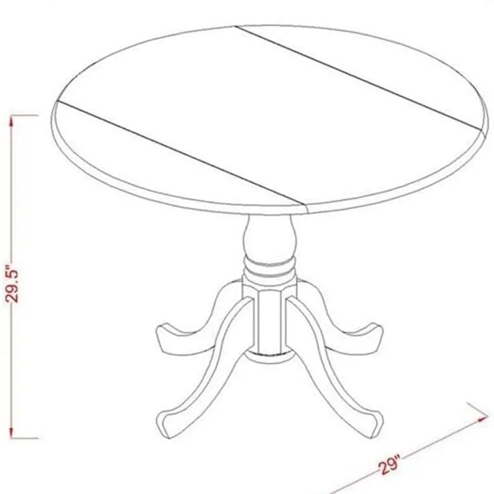 Ensemble de salle à manger avec table à feuilles tombantes et 2 chaises, 42 acajou, 3 pièces