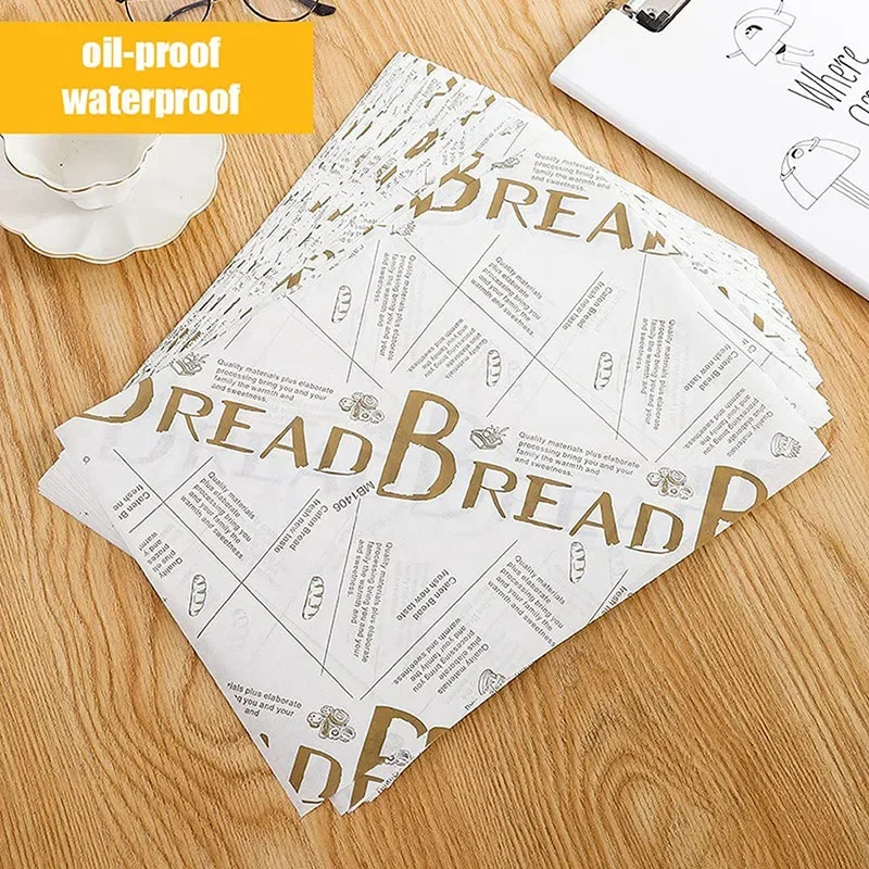 100 Sheets Oil-Proof Wax Paper Food Fast Food Wrapper Paper Bread Sandwich Burger Fries Wrapping Baking Supplies Kitchen Tools