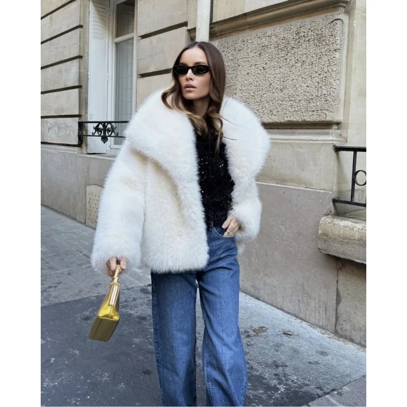 Women Artificial Fur Coat Winter New Style Collar Stand up Windproof Effect Leisure Elegant Fashion Women Outerwear
