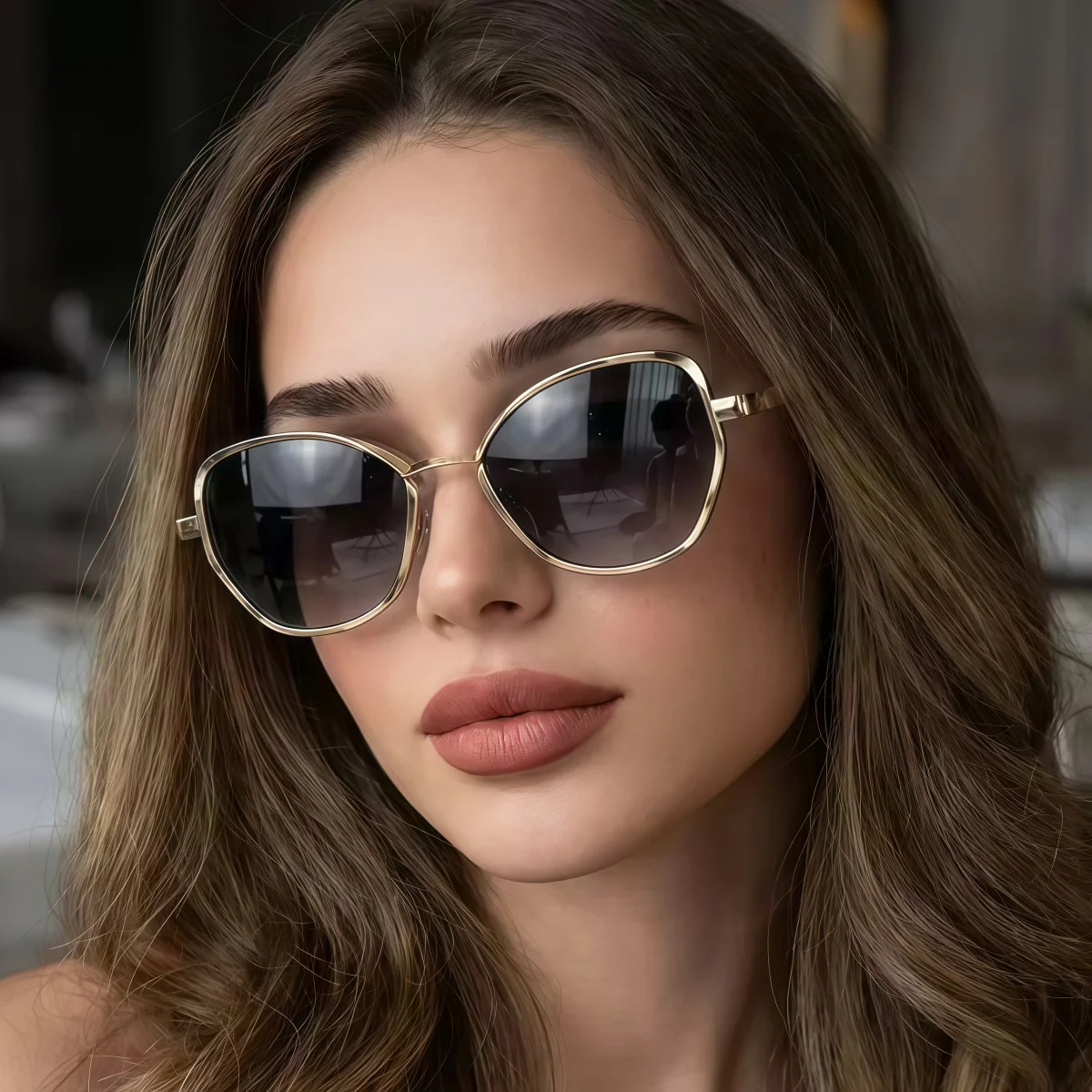 Europäische und amerikanische Retro-Sonnenbrillen mit Vollmetallrahmen für Damen sind kompakt und vielseitig, geeignet für den täglichen Sonnenschutz.