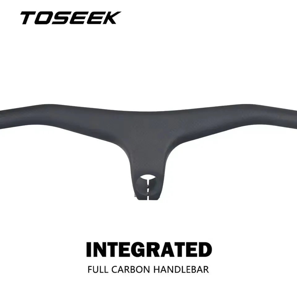 NO LOGO Matt 3K Carbonfaser Fahrradlenker MTB Fahrrad Einteiliger Integrierter Lenker mit Vorbau 28,6mm -17 Grad