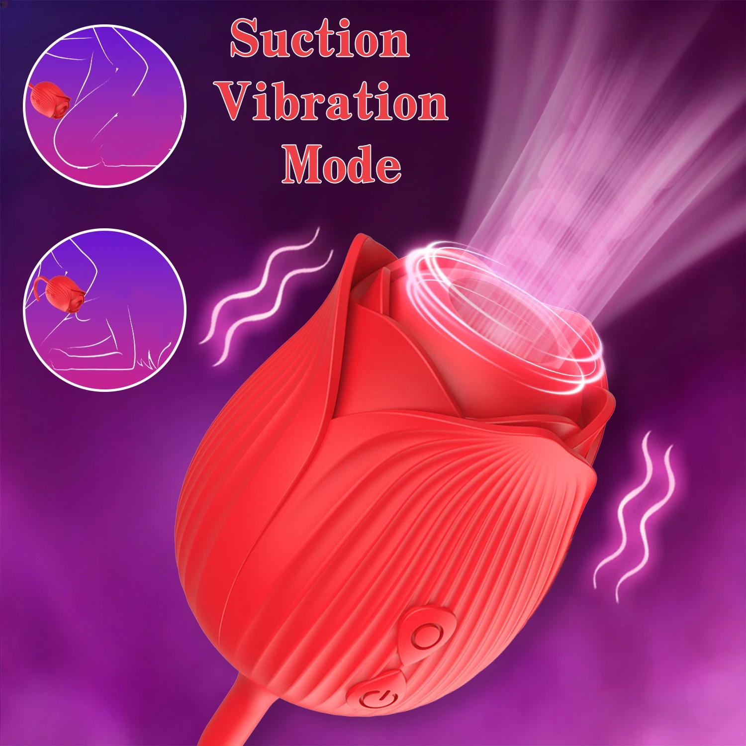 Rose Sucking Vibrator for Women, 2 in 1 G Spot Thrusting Clitoral Stimulator, Soft Liquid Silicone Dual Stimulation Adult Toy with Quiet Motor view 4