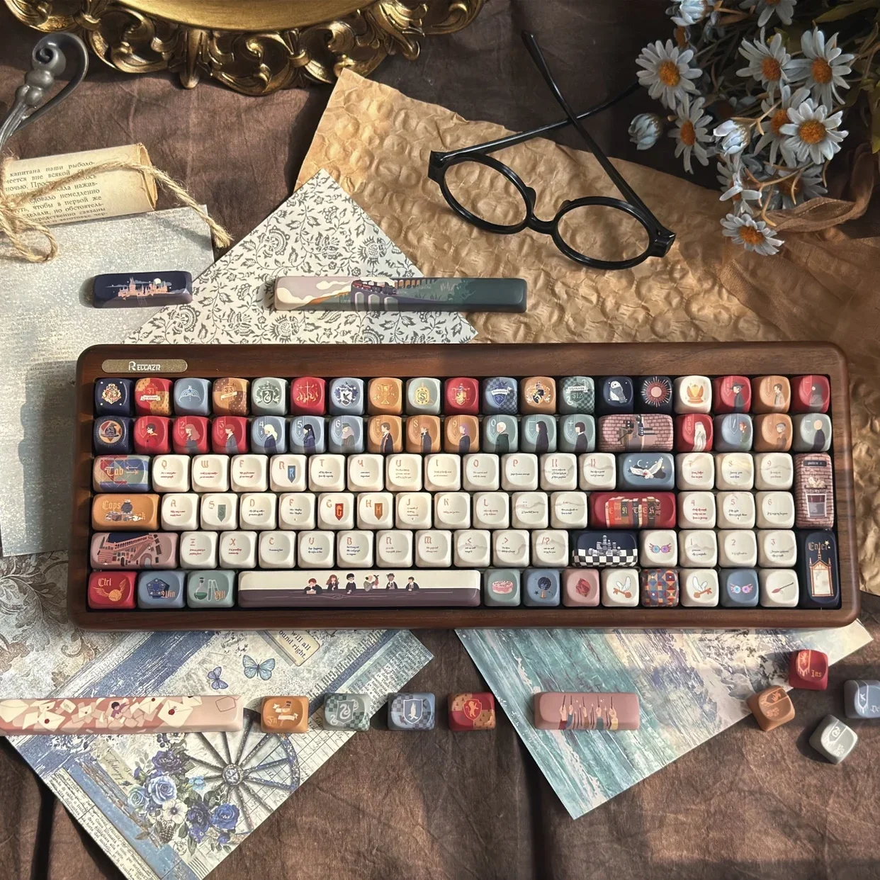 The Owl's Letter Theme Keycaps Set PBT Cherry Profile MOA SOA Keyboard Caps CustomKeycaps for Mechanical Keyboard Accessories