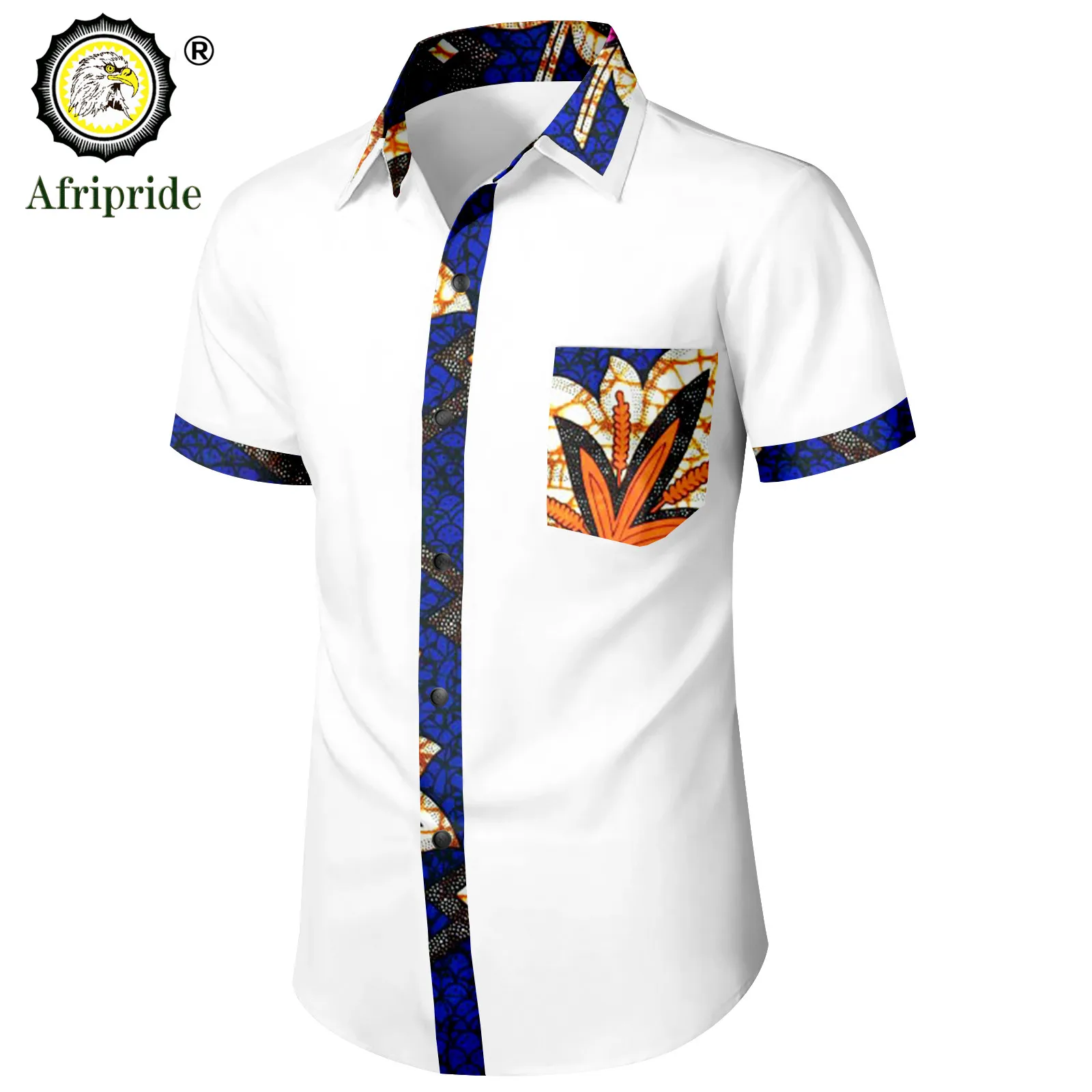 Bazin Riche African Shirts for Men Short Sleeve Casual Blouse Dashiki Tops Ankara Attire Slim Fit Traditional Clothes A2212002