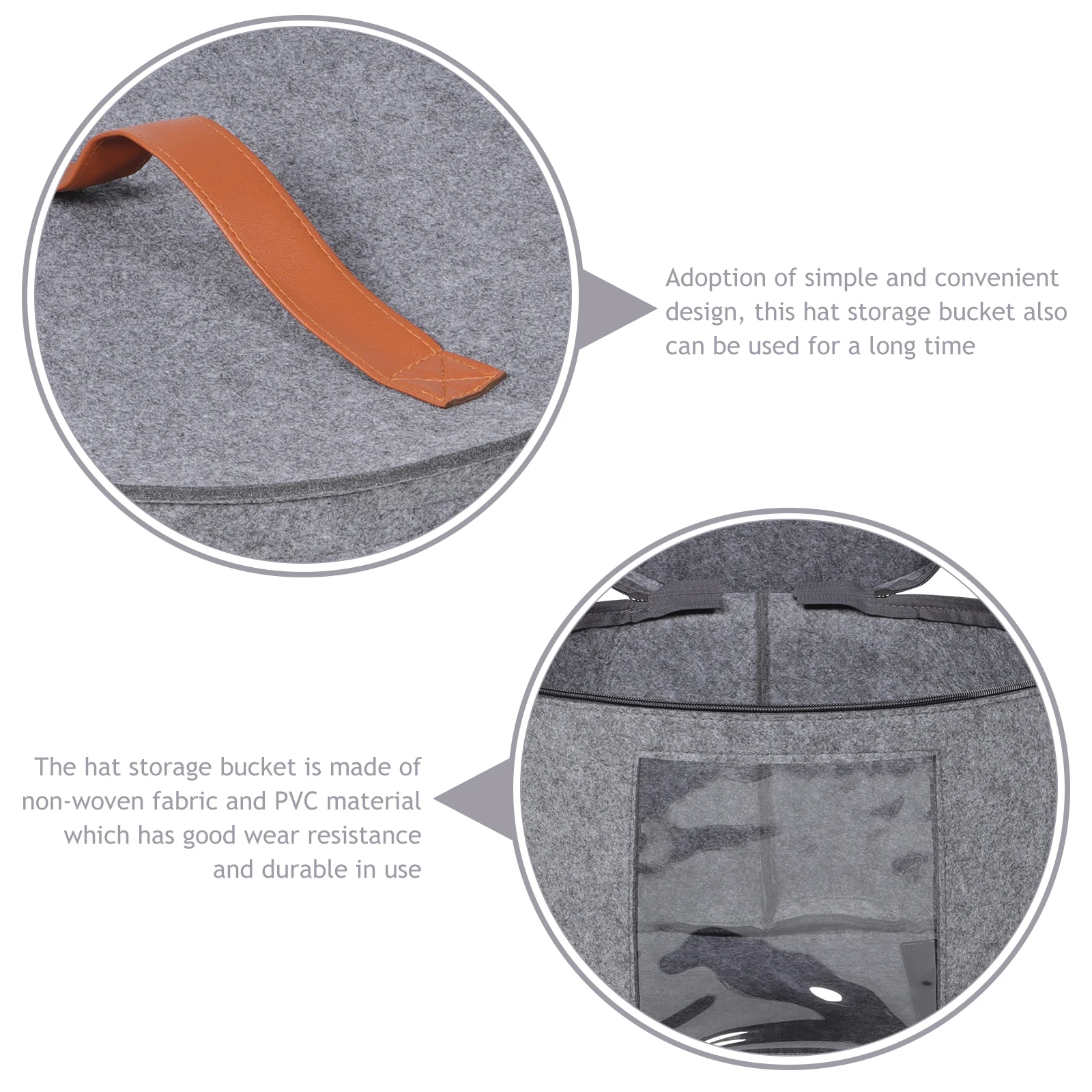 

Round Box Container Organizer For Women Men Foldable Travel Hat Case Baseball Cap Holder Pvc Non-Woven Closet Storage Box With