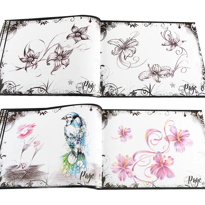 Tattoo Book Rose Lily Flowers Little Bird Sketchbook Butterfly Dragonfly Line Drawing Coloring Small Design Pattern Tattoo Album