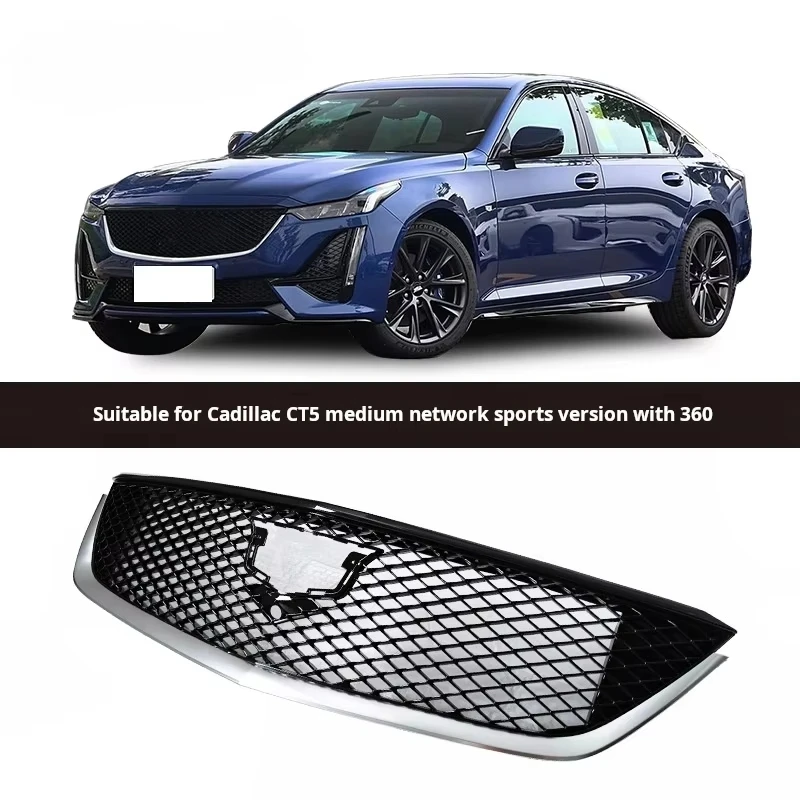 Racing Grills For Cadillac CT5 2019 Sports Front Bumper Grille Grill Mesh Honeycomb Hood Grids With Camera Hole Car Accessories