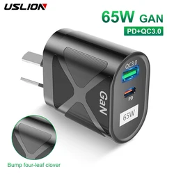 USLION AU Plug 65W GaN Charger For Australia New Zealand Tablet Fast Charger USB Type C Quick Charger Mobile Phone For iPhone 15