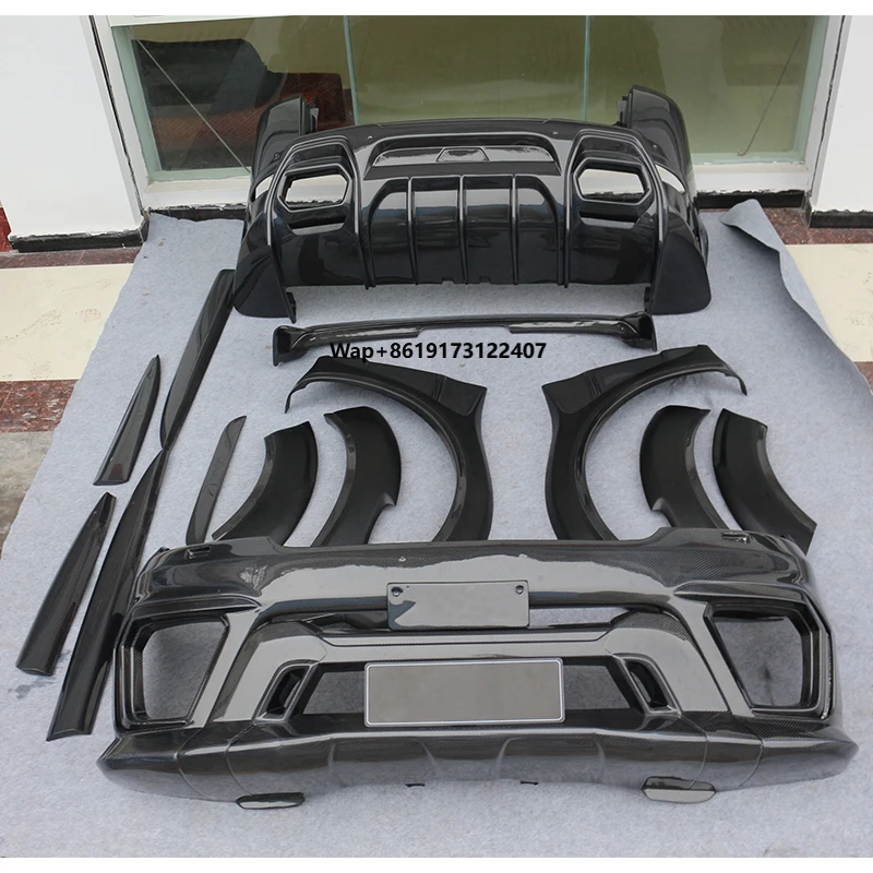 2014-2022 New Car Modification Upgrade Aspec Wet Carbon Fiber Body Kit Front/Rear Bumper Lip Fender Side Skirt