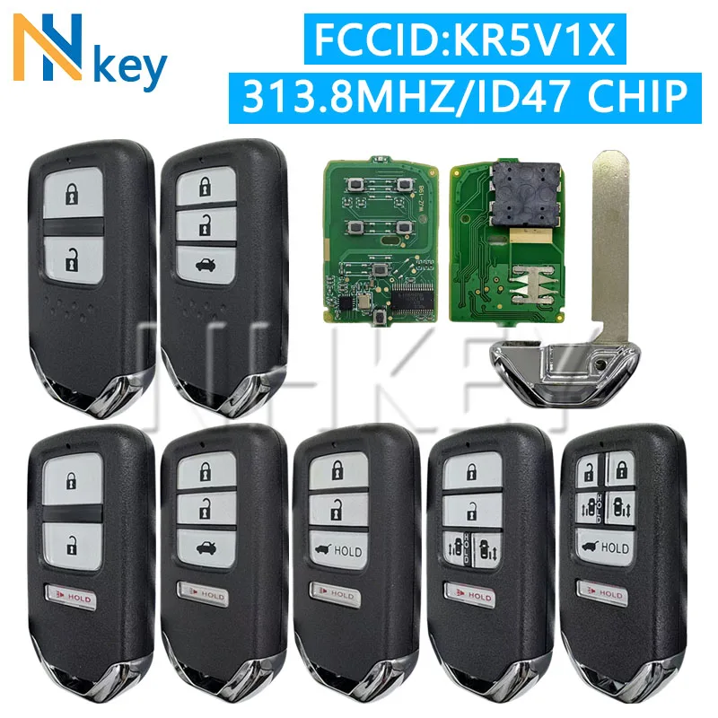 NH KEY FCCID:KR5V1X Car Smart Remote Key ID47 Chip NCF295xX 313.8MHz For Accord Odyssey Fit New inspire Jazz Venzel Clarity